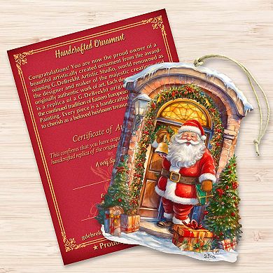 Knocking the Door Santa Wooden Christmas Ornaments by G. Debrekht - Christmas Santa Snowman Decor