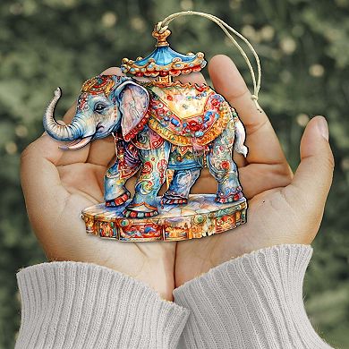 Carousel Elephant Wooden Ornaments by G. Debrekht - Christmas Decor