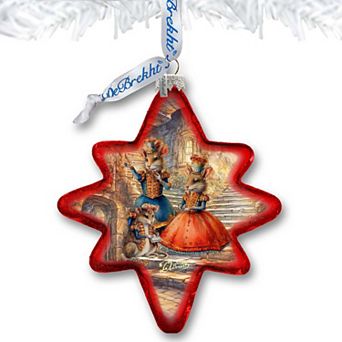 Nutcracker Ballet Scene Star Glass Christmas Ornament by G. Debrekht - Christmas Decor - 755-049