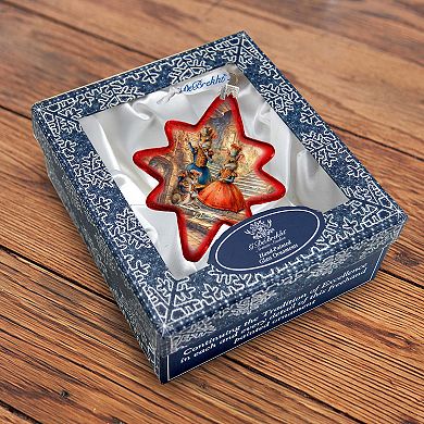 Nutcracker Ballet Scene Star Glass Christmas Ornament by G. Debrekht - Christmas Decor - 755-049