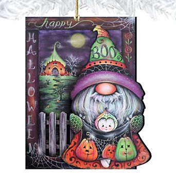 Boo Halloween Gnome Wooden Holiday Ornaments by J. Mills-Price - Halloween Decor