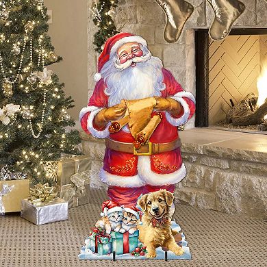 Celebrate with Santa: Santa with List Outdoor Decor by G. Debrekht - Christmas Santa Snowman Decor - 8611095F