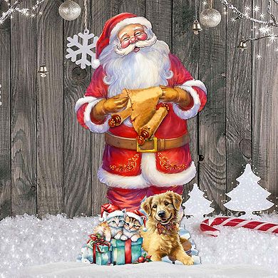 Celebrate with Santa: Santa with List Outdoor Decor by G. Debrekht - Christmas Santa Snowman Decor - 8611095F
