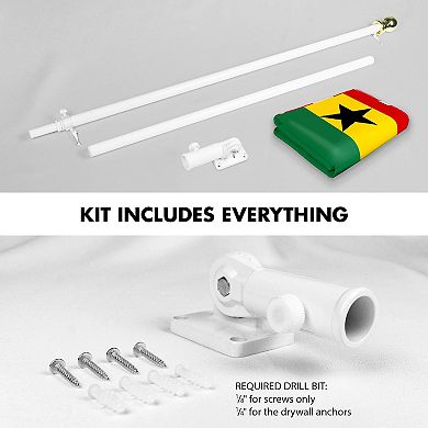 G128 Combo Set: Flag Pole 6ft 1PK AND Ghana 150D 3x5 1PK