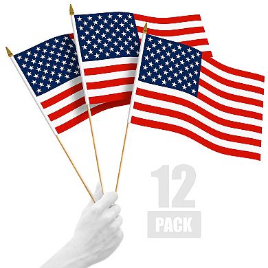 G128 American 150D Handheld Flag 12PK