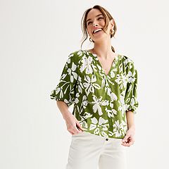 Womens Green 3/4 Sleeve Shirts & Blouses - Tops, Clothing | Kohl's