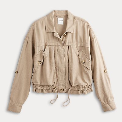 Linen blend utility jacket best sale