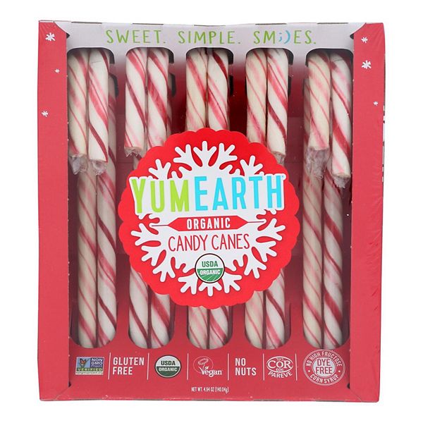 Yumearth - Candy Cane Y Hol 10ct - Case of 12 - 4.94 OZ