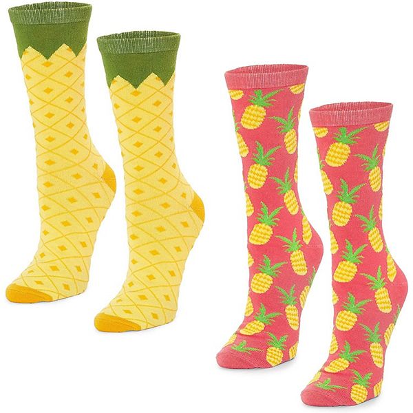 Pineapple Socks for Women and Men, Novelty Sock Set (One Size, 2 Pairs)