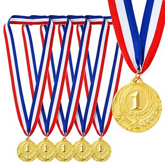 6-pack Gold 2" Winner 1st Place Medals For All Ages, Awards With 15.5" Ribbon