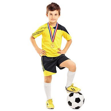 12 Pack Soccer Medals for All Ages, Team Participation Trophies, Party Favors (Metal, Gold)