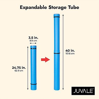 Expandable Poster Tube with Strap for Posters, Documents, Artwork Container, Map Holder, Blueprint Storage, Blue Carrying Case for Architects, Teachers, Students, Artists (24 to 40 Inches)