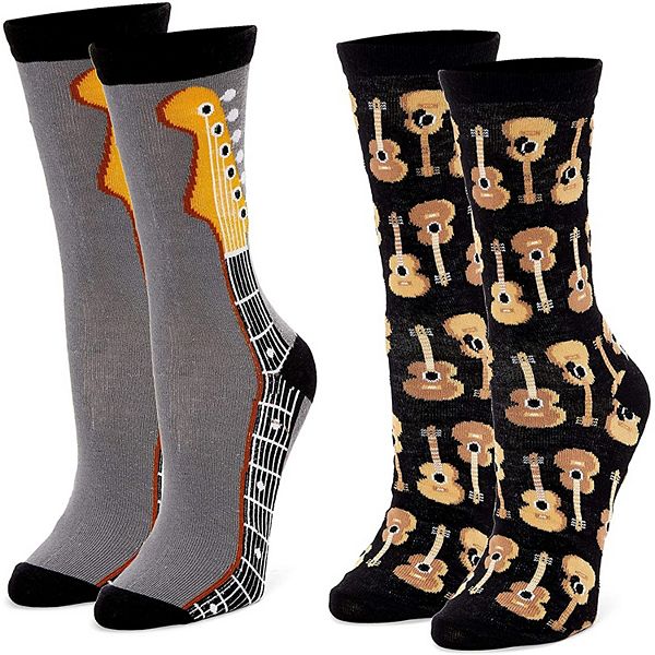 Guitar Crew Socks for Men and Women, Novelty Sock Set (One Size, 2 Pairs)