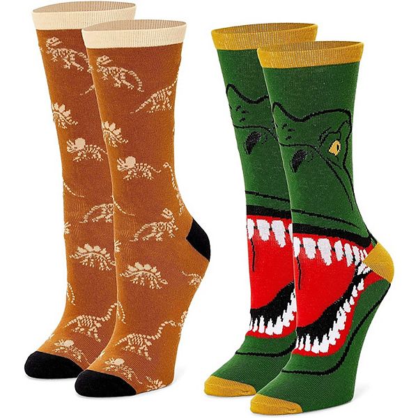 Dinosaur Socks for Men and Women, Novelty Sock Set (One Size, 2 Pairs)