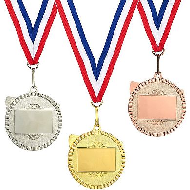 3-Piece Award Medals Set, Table Tennis Gold, Silver, Bronze Medals for Ping Pong Games, Competitions, Party Favors, 2.3 Inches in Diameter with 32-Inch Ribbon