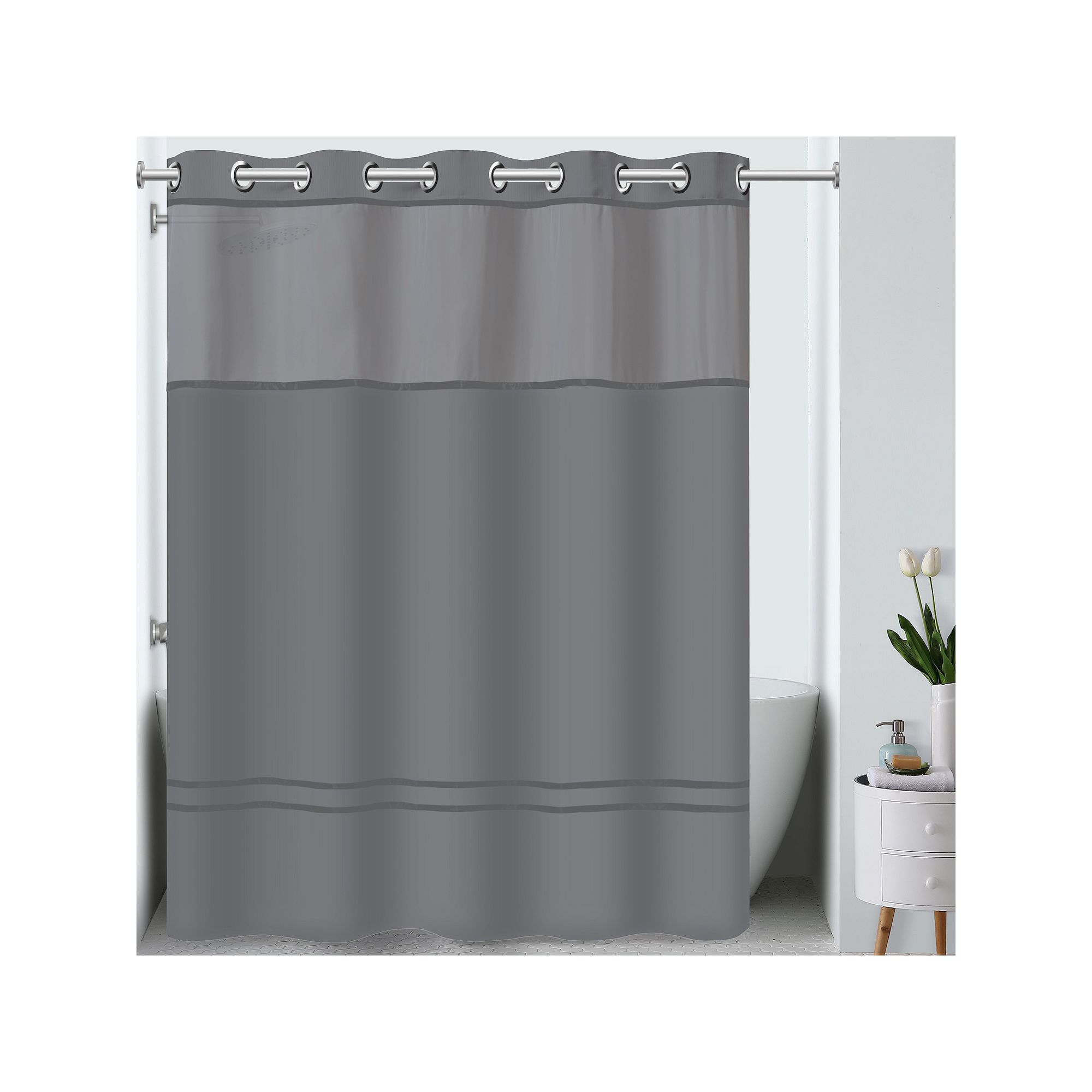 Hookless Escape Shower Curtain, Size: 71X74, Grahite