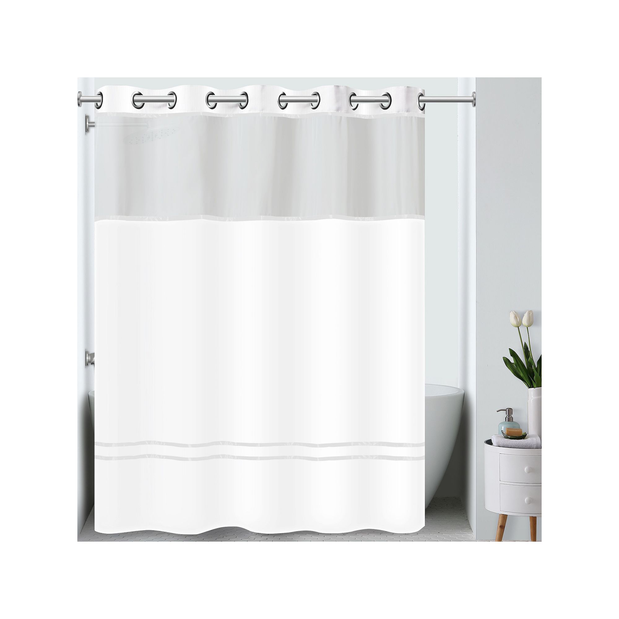 Hookless Escape Shower Curtain, Size: 71X74, White