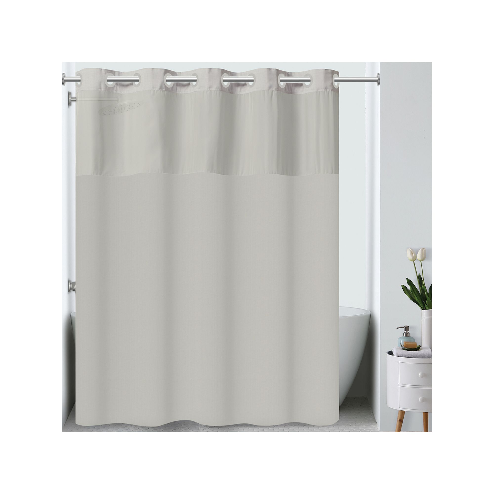 Hookless Plainweave Shower Curtain, Size: 71X74, Clay
