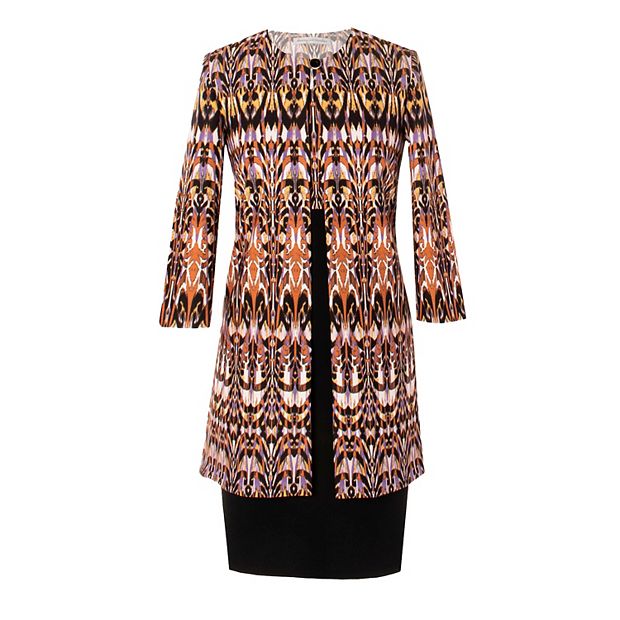 Danny And Nicole Jacket Dress Set (CREAM/EGGPLNT/CRIMSN / 16W)