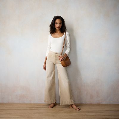Petite LC Lauren Conrad Super High-Rise Palazzo Jeans