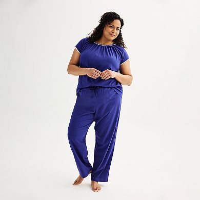 Plus Size Croft & Barrow® Lace-Trim Pajama Top & Pajama Pants Set