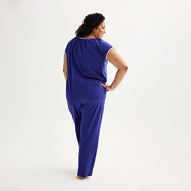 Plus Size Croft & Barrow® Lace-Trim Pajama Top & Pajama Pants Set