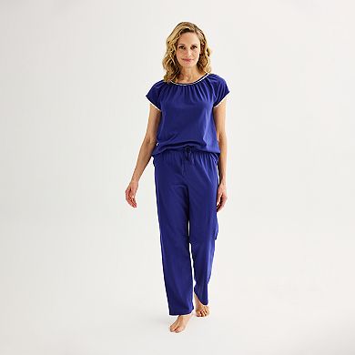 Women's Croft & Barrow® Lace-Trim Pajama Top & Pajama Pants Set