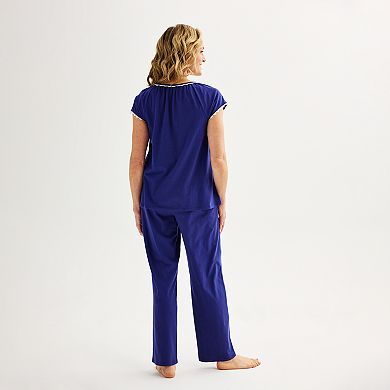 Women's Croft & Barrow® Lace-Trim Pajama Top & Pajama Pants Set