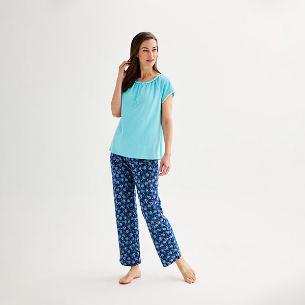 Women's Croft & Barrow® Lace-Trim Pajama Top & Pajama Pants Set