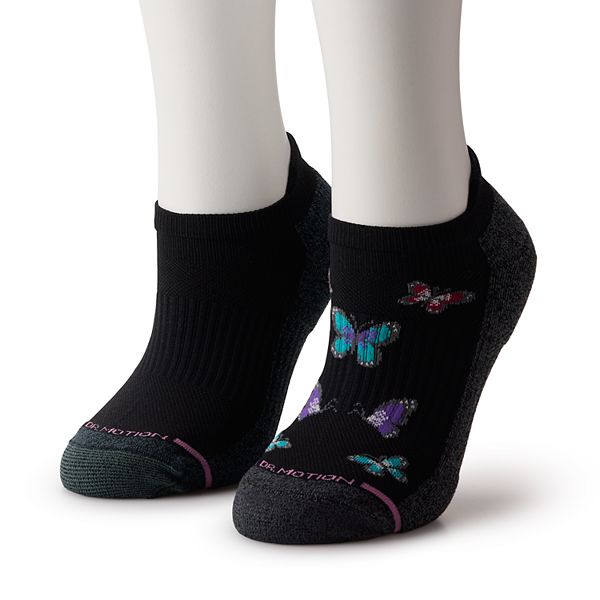 Women's Dr. Motion 2Pack Butterflies Compression Ankle Socks