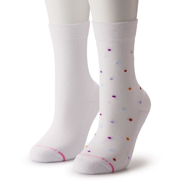 Women's Dr. Motion 2Pack Multi Dot Comfort Top Crew Socks