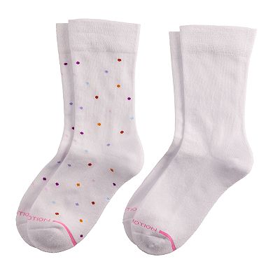 Women's Dr. Motion 2-Pack Multi Dot Comfort Top Crew Socks