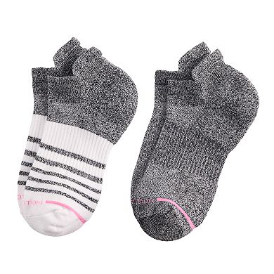 Women's Dr. Motion 2-Pack Contrast Stripe Compression Ankle Socks