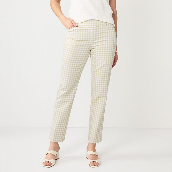 パンツ BARROW Women Straight Pants 034076 WHITE Women's Croft & Barrow® Effortless Stretch Pull-On Straight