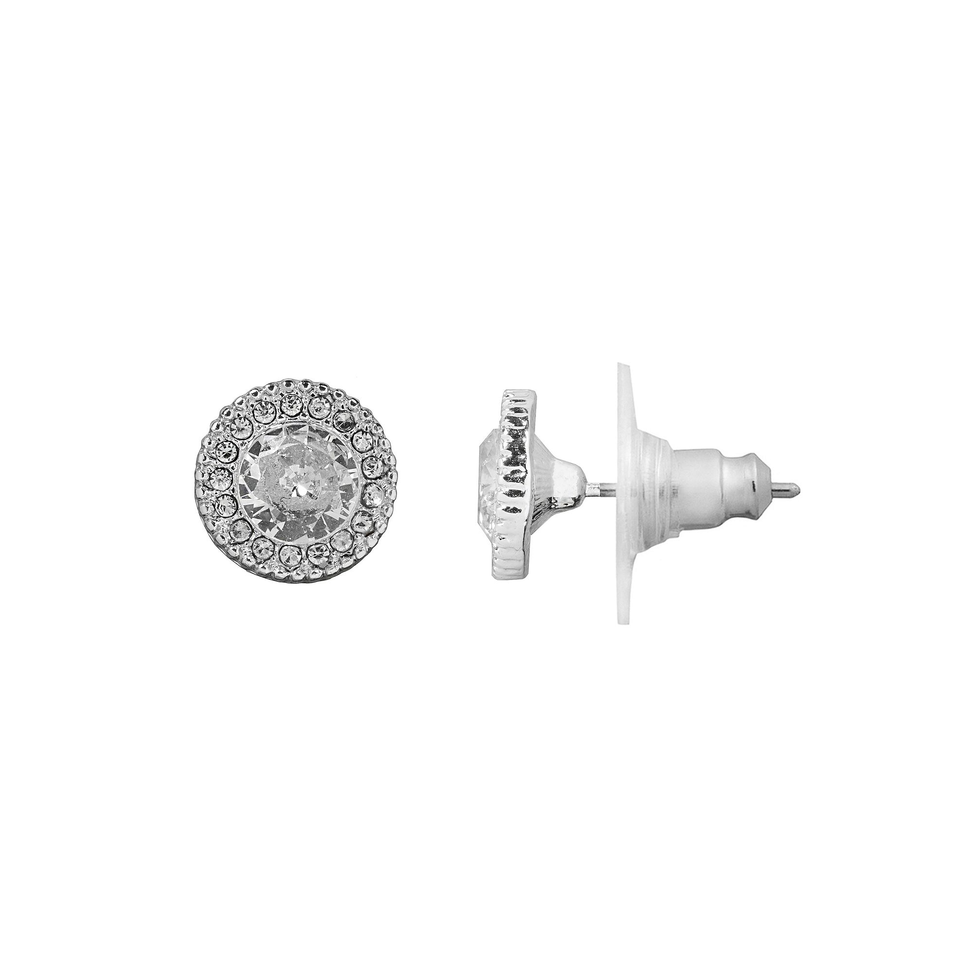 LC Lauren Conrad Simulated Stone Halo Stud Earrings, Womens, Silver Tone