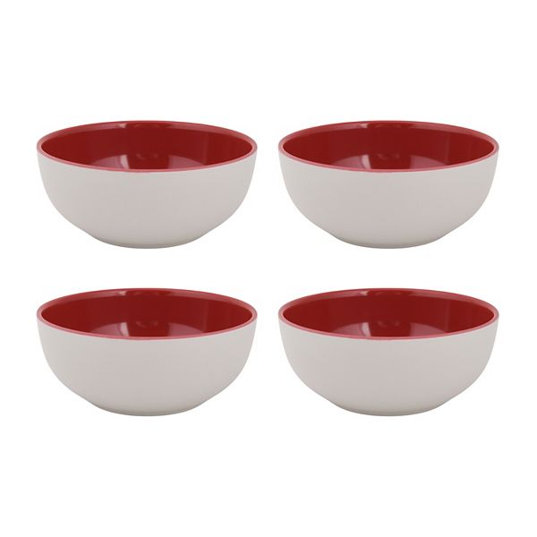 Food Network™ Two-Tone Melamine Dinner Bowls Four-piece Set - Aurora Red