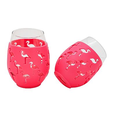 Celebrate Together™ Summer Flamingo Silicone Wrap Stemless Wine Glasses 2-Piece Set