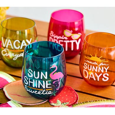 Celebrate Together™ Summer Sentiments Plastic Stemless Wine Glasses 4-Piece Set