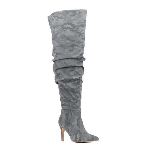 Wide width thigh on sale high heel boots