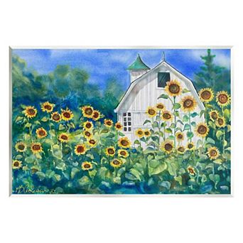 Stupell Home Decor Tall Sunflowers Country Barn Canvas Wall Art