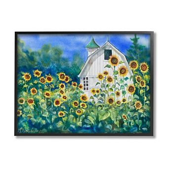 Stupell Home Decor Tall Sunflowers Country Barn Canvas Framed Wall Art