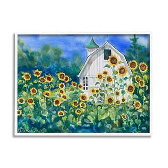 Stupell Home Decor Tall Sunflowers Country Barn Canvas Framed Wall Art