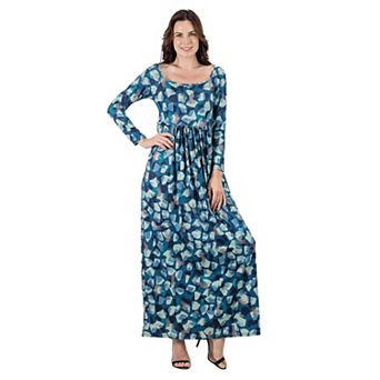 Women's 24Seven Comfort Apparel Abstract Pleated Maxi Dress