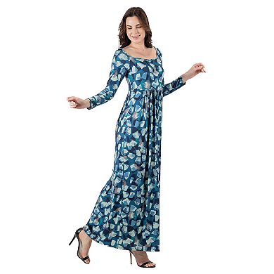 Women's 24Seven Comfort Apparel Abstract Pleated Maxi Dress