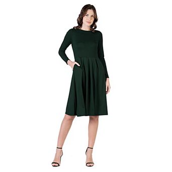 Women's 24Seven Comfort Apparel Fit & Flare Midi Dress