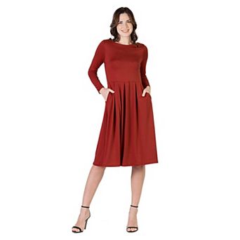 Women's 24Seven Comfort Apparel Fit & Flare Midi Dress