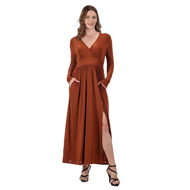 Women's 24seven Comfort Apparel Cap Sleeve V-Neck Maxi Dress