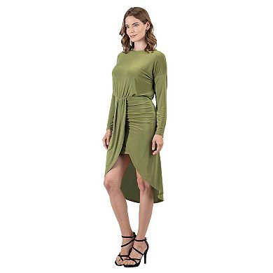 Women's 24Seven Comfort Apparel Long Sleeve Dressy Tulip Skirt Knee Length Dress