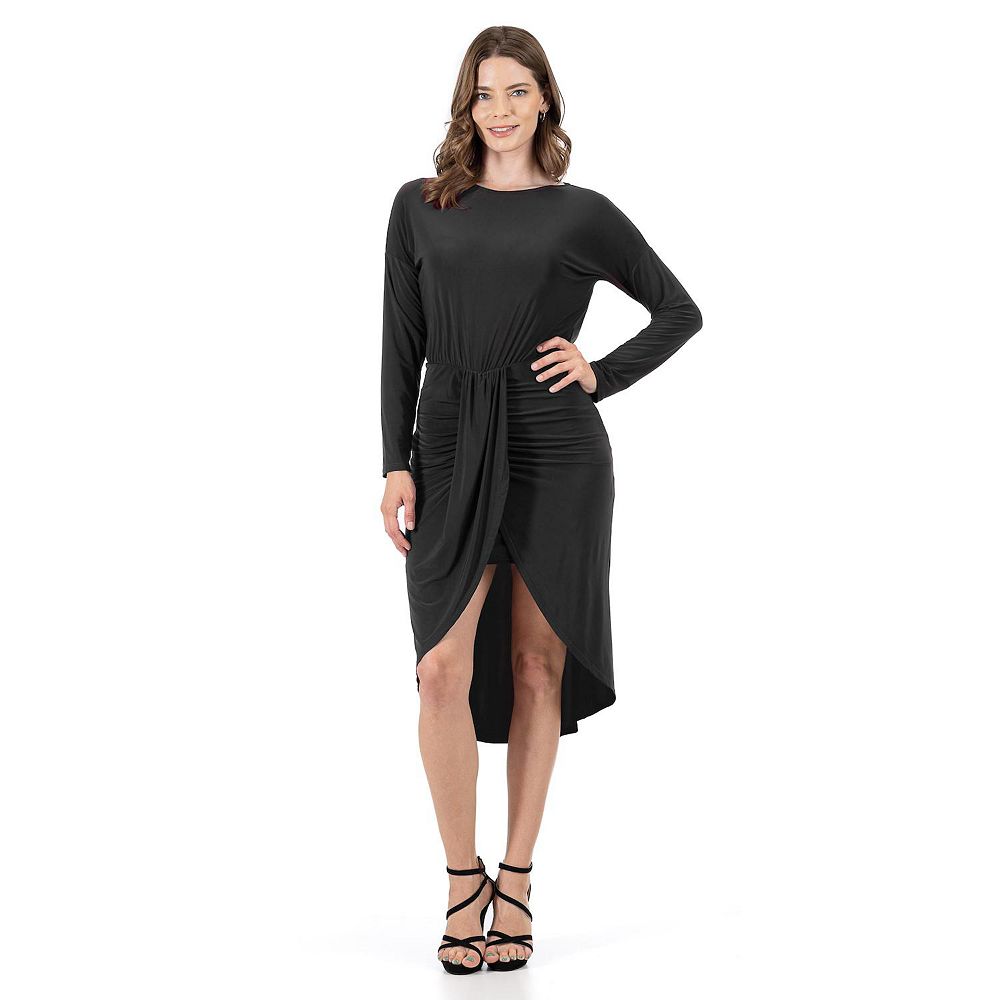 Vivo Lalea Tulip Collar Knee Length Tent Dress - Black