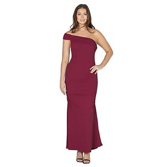 Women's 24Seven Comfort Apparel One-Shoulder Ruched Mermaid Maxi Dress